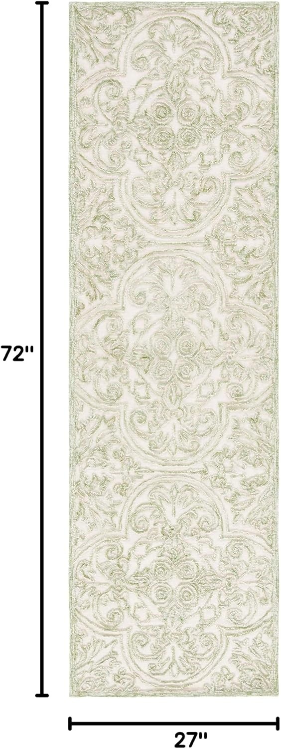 image:imageSAFAVIEH Area Rug 8x10 Trace Collection Large Ivory Handmade Wool Ideal for Living Room Bedroom Office Dining Space TRC101CIvoryGreen