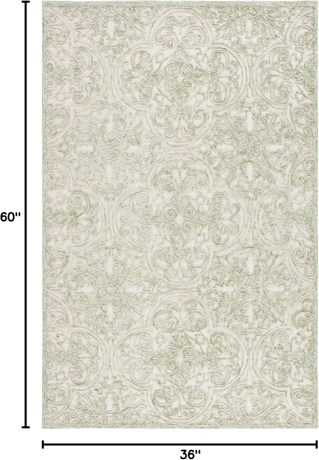 image:imageSAFAVIEH Area Rug 8x10 Trace Collection Large Ivory Handmade Wool Ideal for Living Room Bedroom Office Dining Space TRC101CIvoryGreen