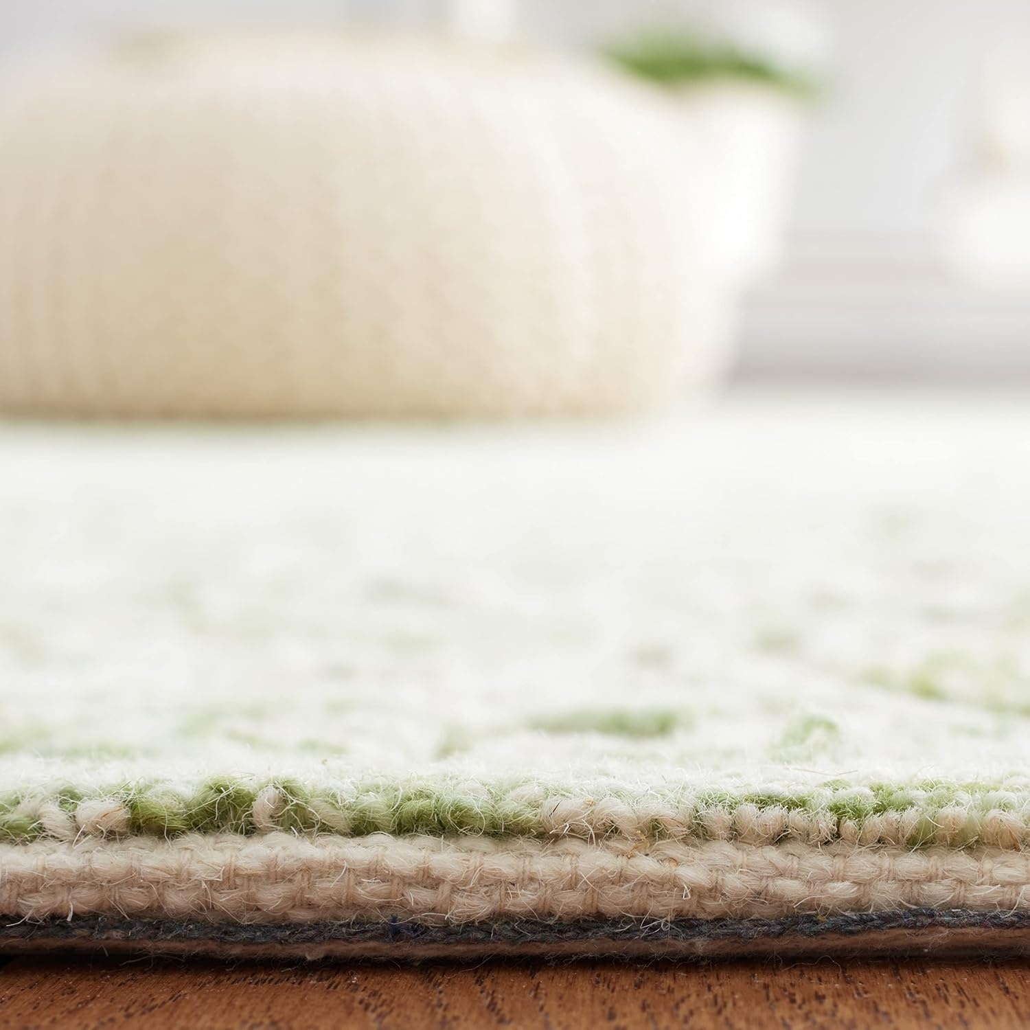 image:imageSAFAVIEH Area Rug 8x10 Trace Collection Large Ivory Handmade Wool Ideal for Living Room Bedroom Office Dining Space TRC101CIvoryGreen