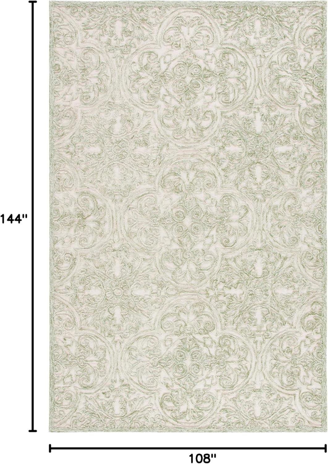 image:imageSAFAVIEH Area Rug 8x10 Trace Collection Large Ivory Handmade Wool Ideal for Living Room Bedroom Office Dining Space TRC101CIvoryGreen