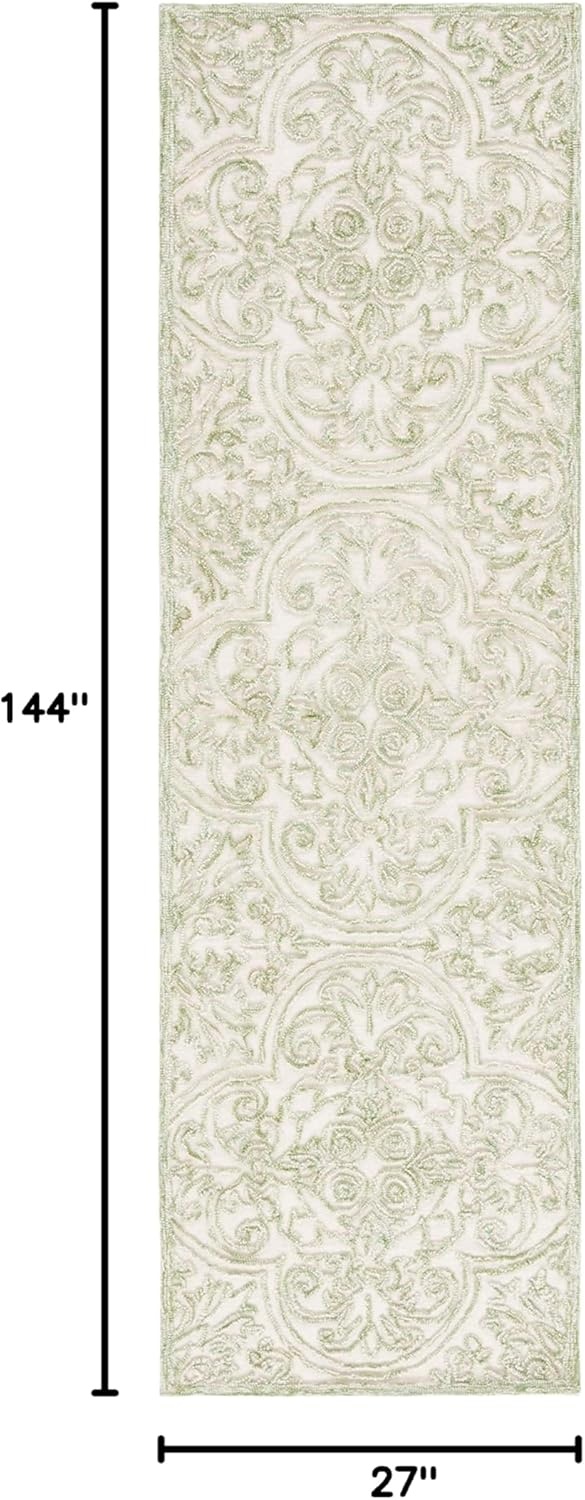 image:imageSAFAVIEH Area Rug 8x10 Trace Collection Large Ivory Handmade Wool Ideal for Living Room Bedroom Office Dining Space TRC101CIvoryGreen