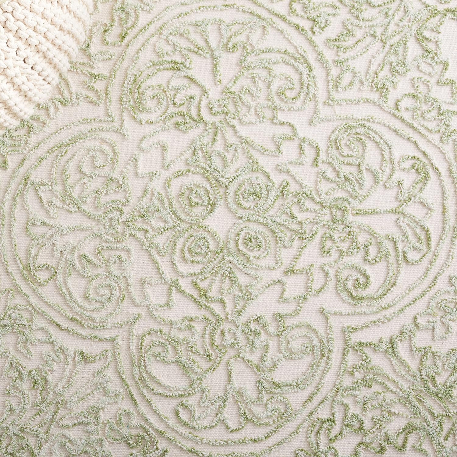 image:imageSAFAVIEH Area Rug 8x10 Trace Collection Large Ivory Handmade Wool Ideal for Living Room Bedroom Office Dining Space TRC101CIvoryGreen