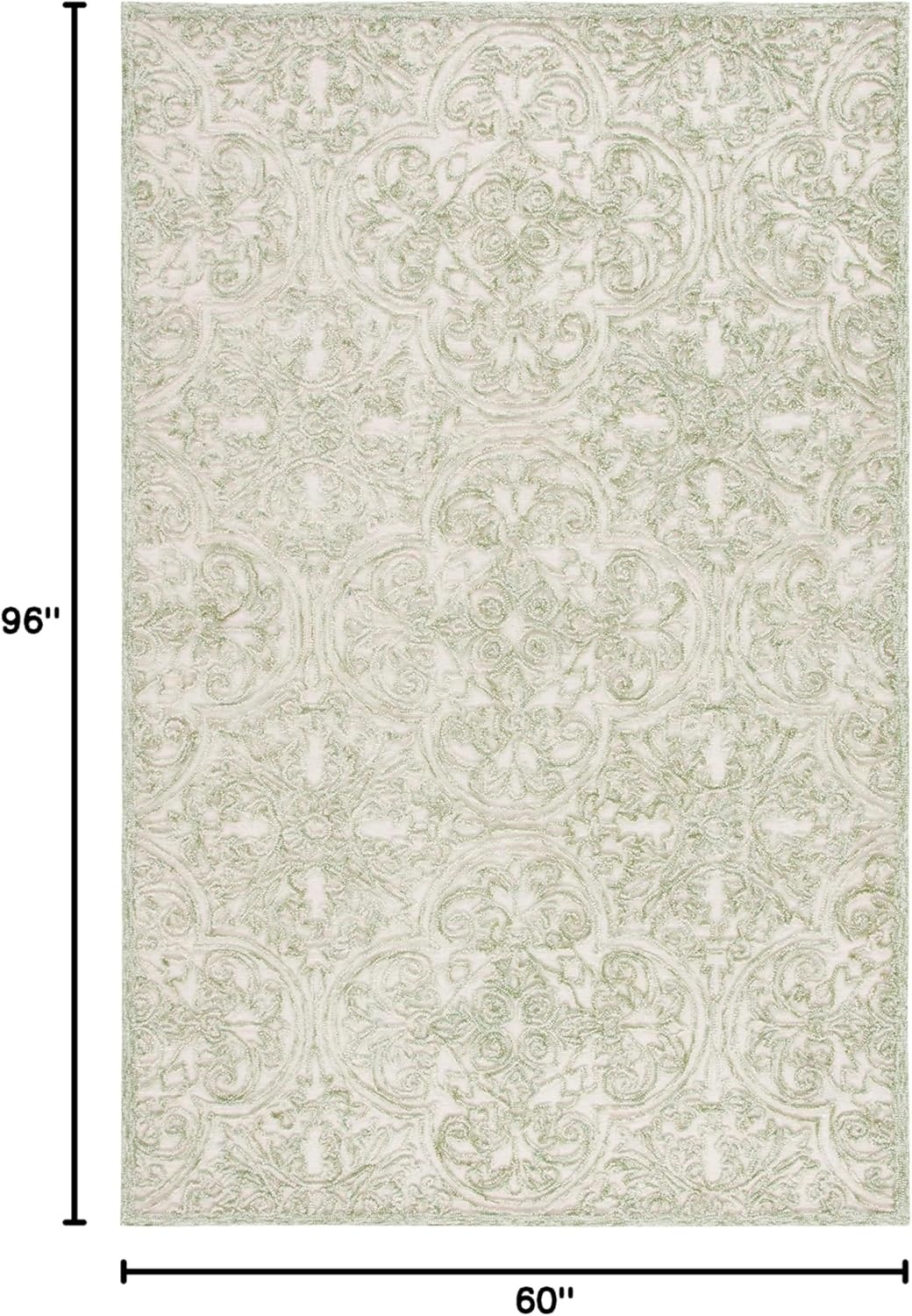 image:imageSAFAVIEH Area Rug 8x10 Trace Collection Large Ivory Handmade Wool Ideal for Living Room Bedroom Office Dining Space TRC101CIvoryGreen