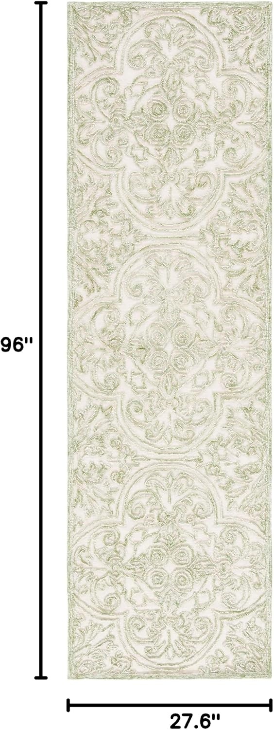 image:imageSAFAVIEH Area Rug 8x10 Trace Collection Large Ivory Handmade Wool Ideal for Living Room Bedroom Office Dining Space TRC101CIvoryGreen