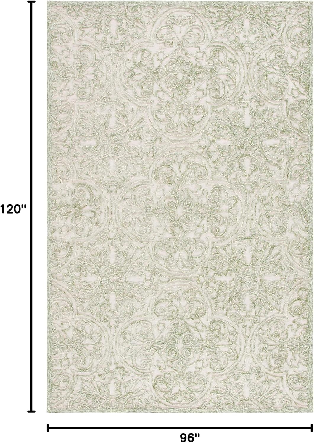 image:imageSAFAVIEH Area Rug 8x10 Trace Collection Large Ivory Handmade Wool Ideal for Living Room Bedroom Office Dining Space TRC101CIvoryGreen