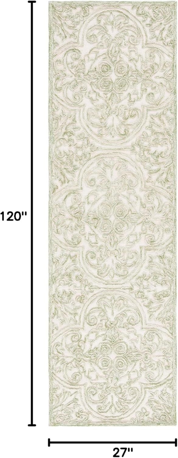 image:imageSAFAVIEH Area Rug 8x10 Trace Collection Large Ivory Handmade Wool Ideal for Living Room Bedroom Office Dining Space TRC101CIvoryGreen