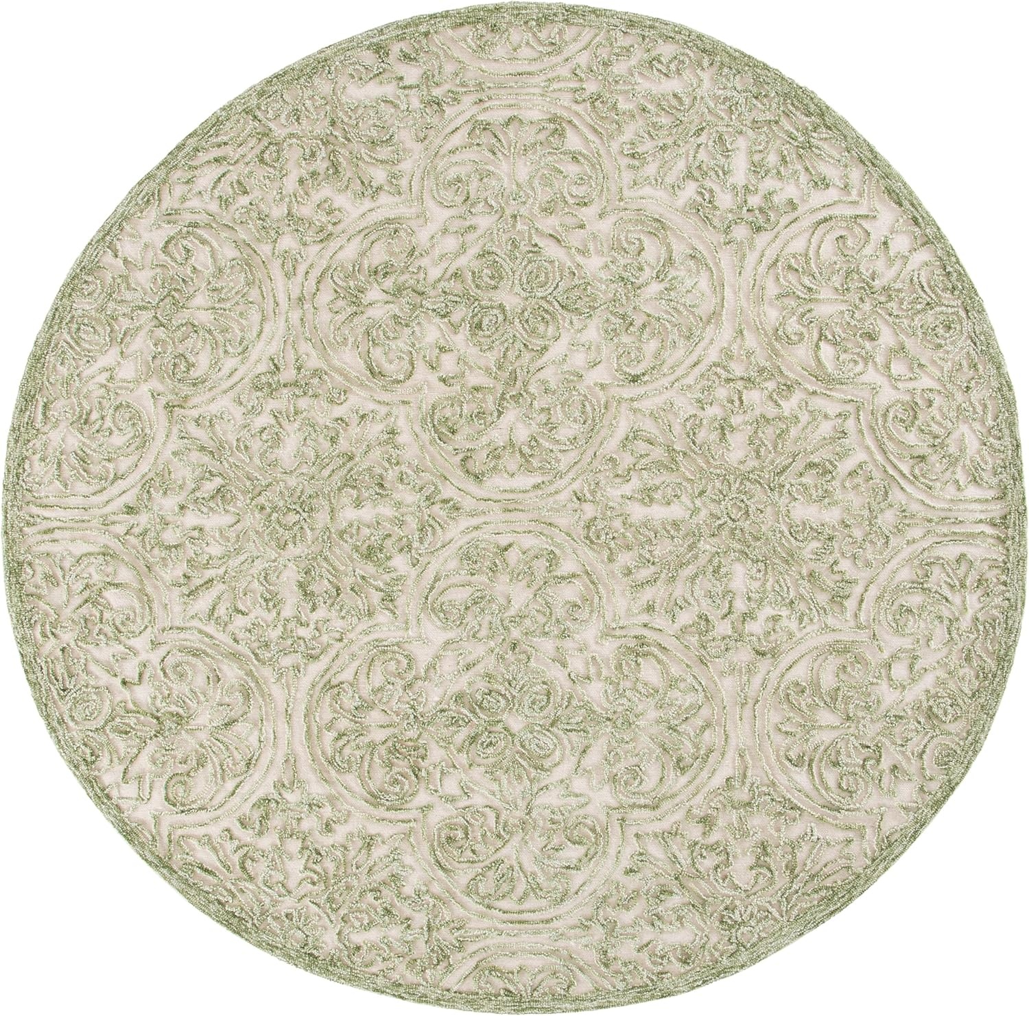 image:imageSAFAVIEH Area Rug 8x10 Trace Collection Large Ivory Handmade Wool Ideal for Living Room Bedroom Office Dining Space TRC101CIvoryGreen