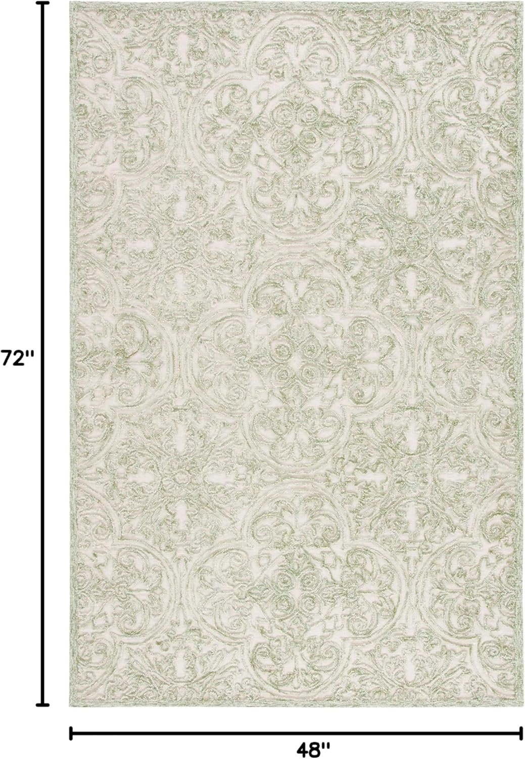 image:imageSAFAVIEH Area Rug 8x10 Trace Collection Large Ivory Handmade Wool Ideal for Living Room Bedroom Office Dining Space TRC101CIvoryGreen
