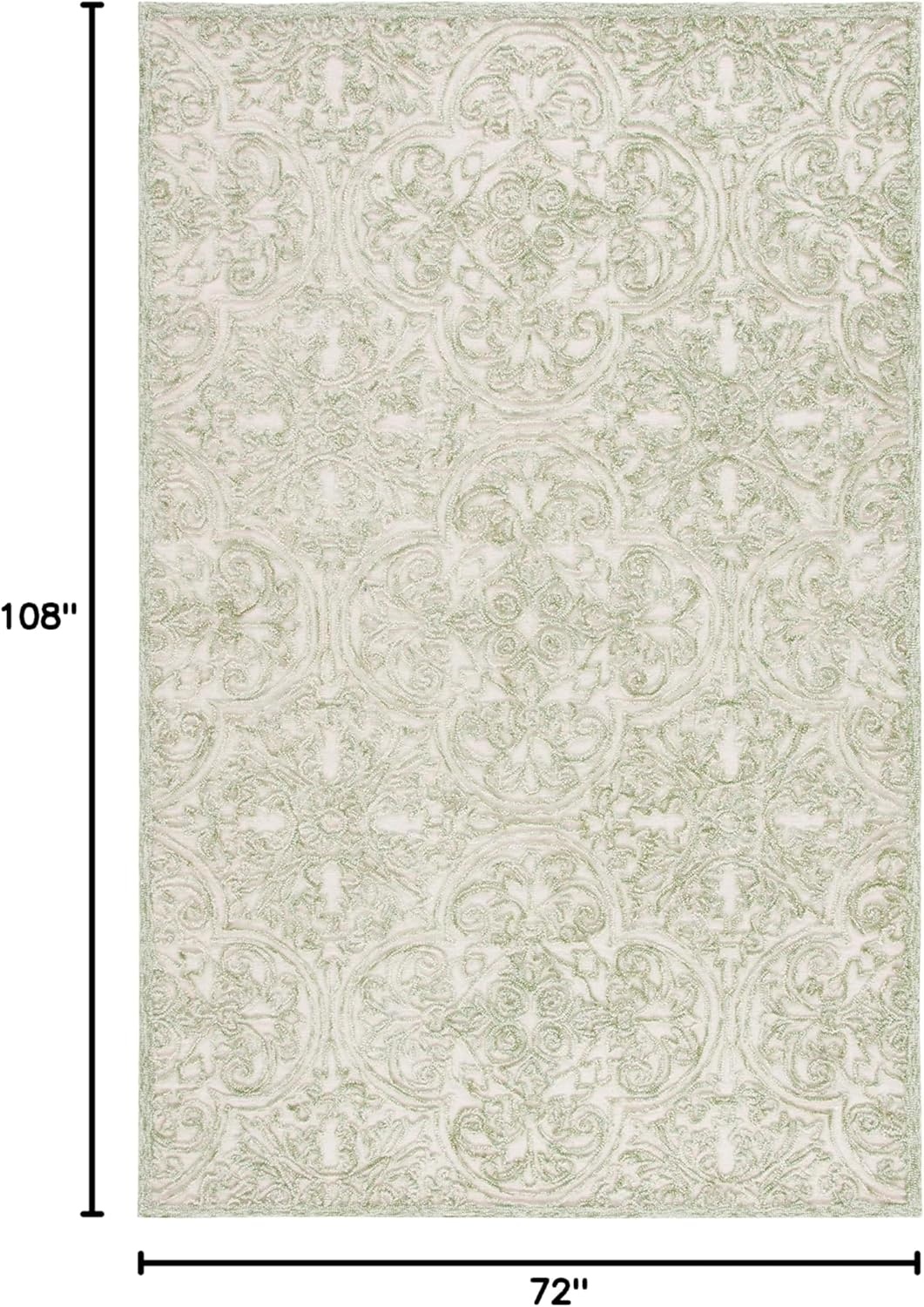image:imageSAFAVIEH Area Rug 8x10 Trace Collection Large Ivory Handmade Wool Ideal for Living Room Bedroom Office Dining Space TRC101CIvoryGreen