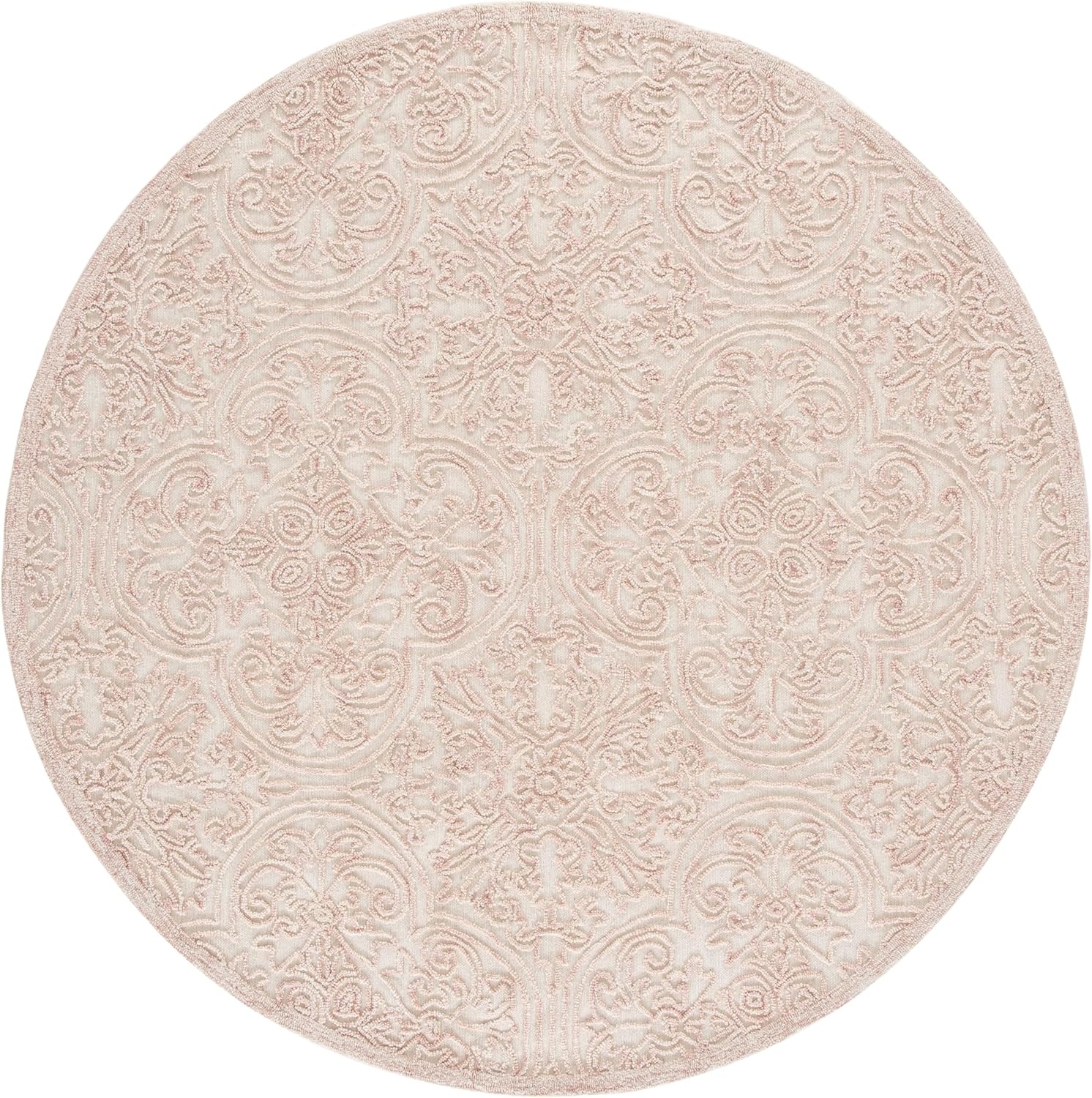 image:imageSAFAVIEH Area Rug 8x10 Trace Collection Large Ivory Handmade Wool Ideal for Living Room Bedroom Office Dining Space TRC101CIvoryPink