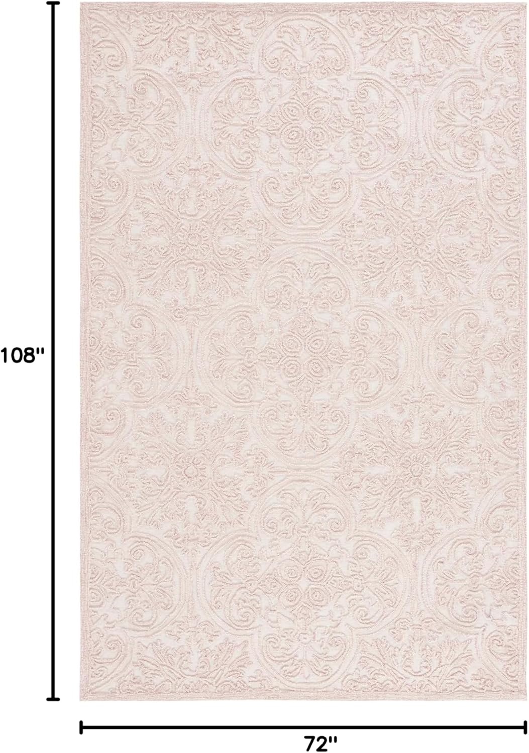 image:imageSAFAVIEH Area Rug 8x10 Trace Collection Large Ivory Handmade Wool Ideal for Living Room Bedroom Office Dining Space TRC101CIvoryPink
