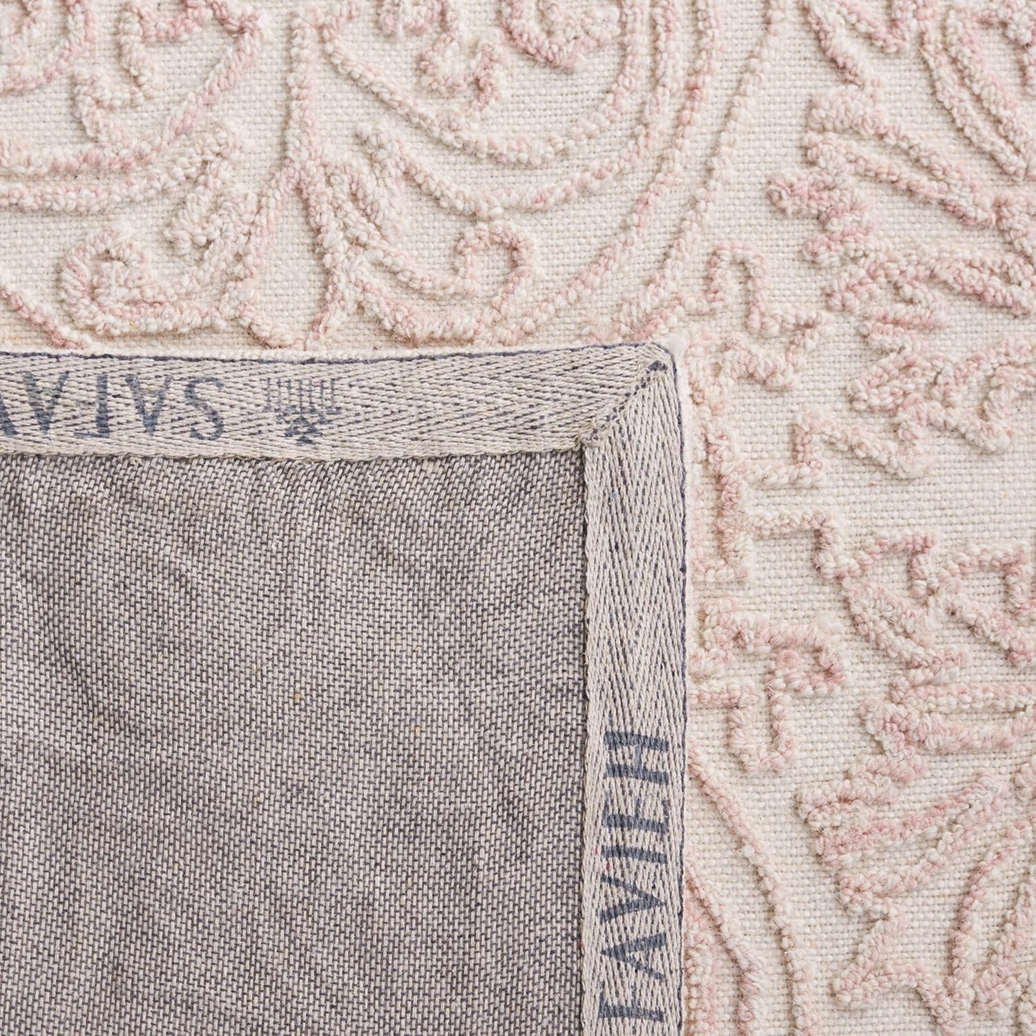 image:imageSAFAVIEH Area Rug 8x10 Trace Collection Large Ivory Handmade Wool Ideal for Living Room Bedroom Office Dining Space TRC101CIvoryPink