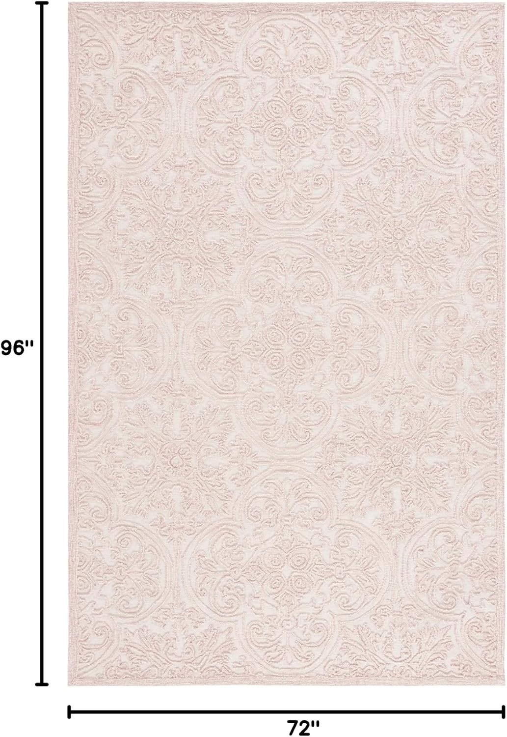 image:imageSAFAVIEH Area Rug 8x10 Trace Collection Large Ivory Handmade Wool Ideal for Living Room Bedroom Office Dining Space TRC101CIvoryPink