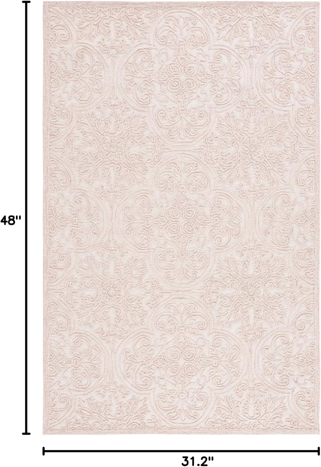 image:imageSAFAVIEH Area Rug 8x10 Trace Collection Large Ivory Handmade Wool Ideal for Living Room Bedroom Office Dining Space TRC101CIvoryPink