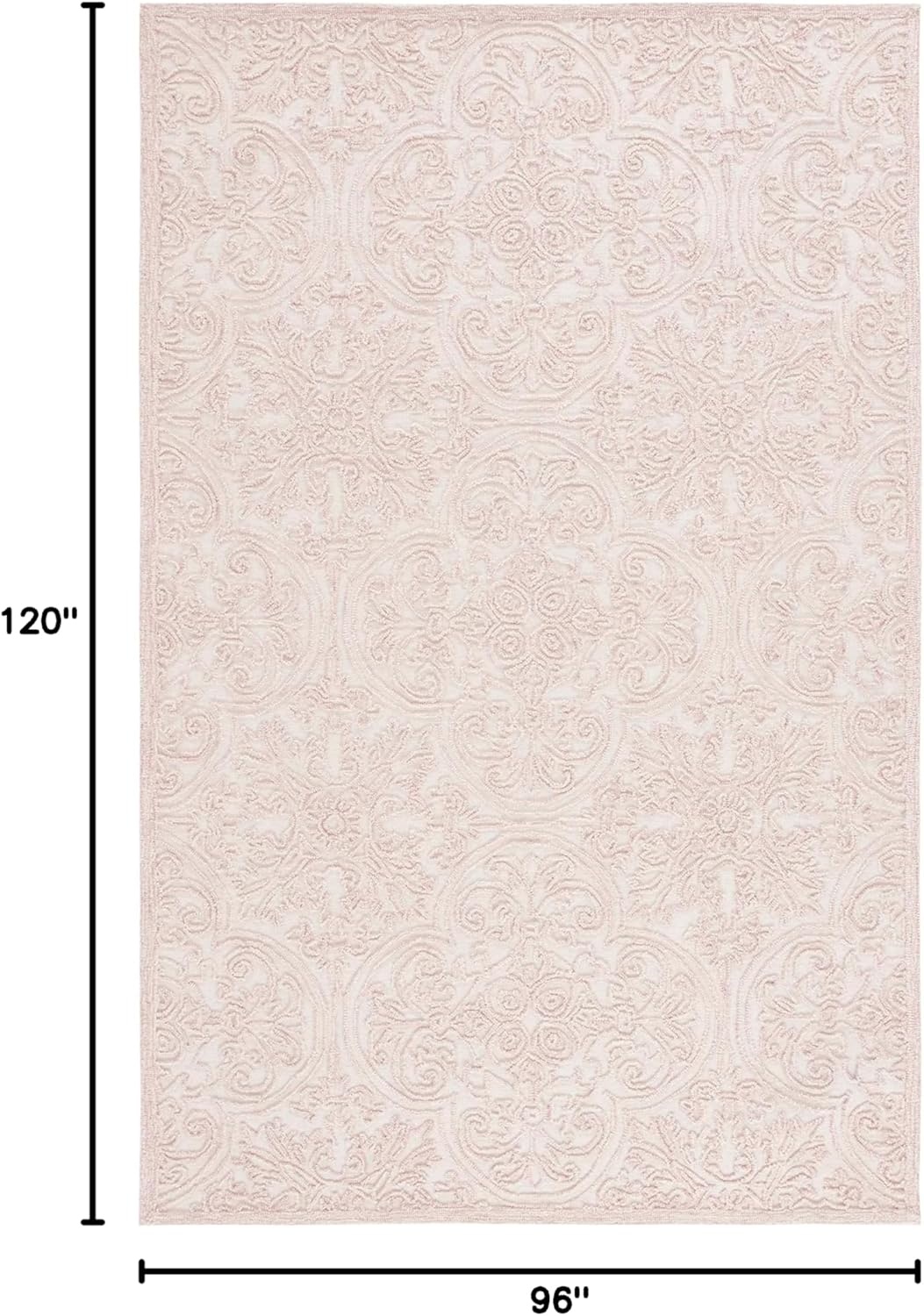 image:imageSAFAVIEH Area Rug 8x10 Trace Collection Large Ivory Handmade Wool Ideal for Living Room Bedroom Office Dining Space TRC101CIvoryPink