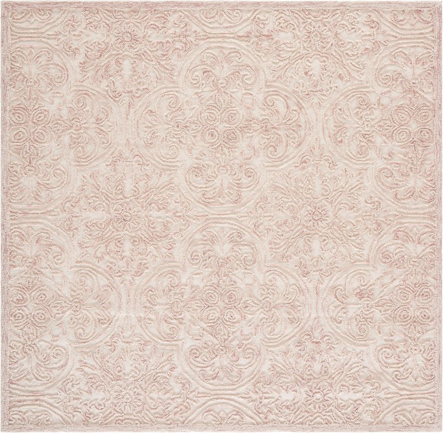 image:imageSAFAVIEH Area Rug 8x10 Trace Collection Large Ivory Handmade Wool Ideal for Living Room Bedroom Office Dining Space TRC101CIvoryPink