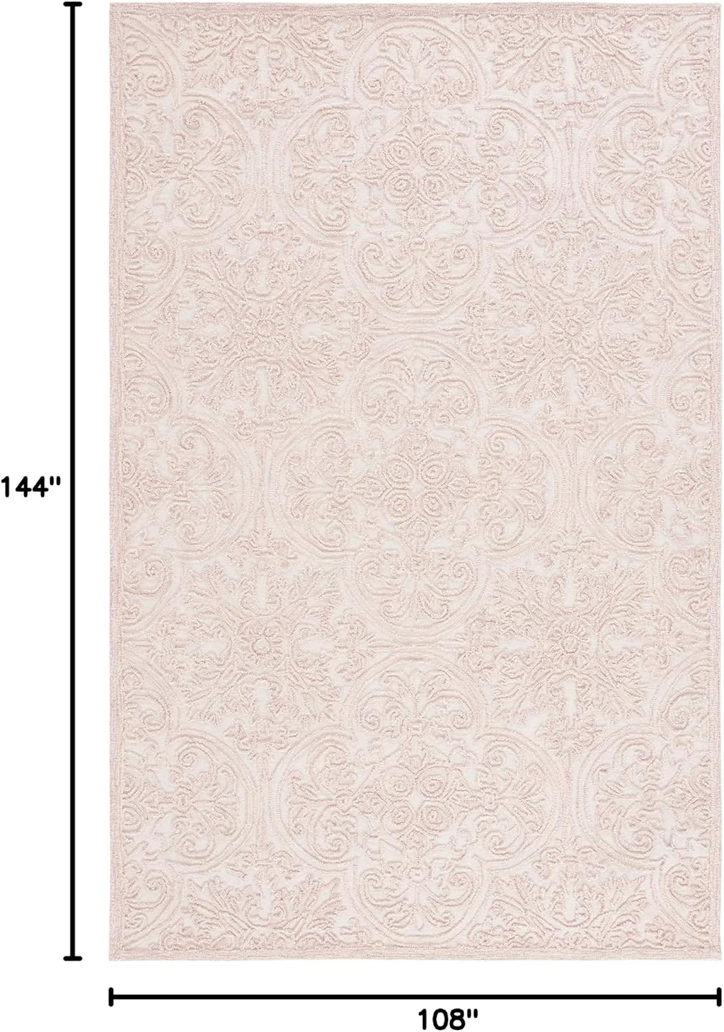 image:imageSAFAVIEH Area Rug 8x10 Trace Collection Large Ivory Handmade Wool Ideal for Living Room Bedroom Office Dining Space TRC101CIvoryPink