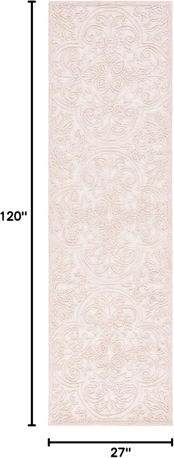 image:imageSAFAVIEH Area Rug 8x10 Trace Collection Large Ivory Handmade Wool Ideal for Living Room Bedroom Office Dining Space TRC101CIvoryPink