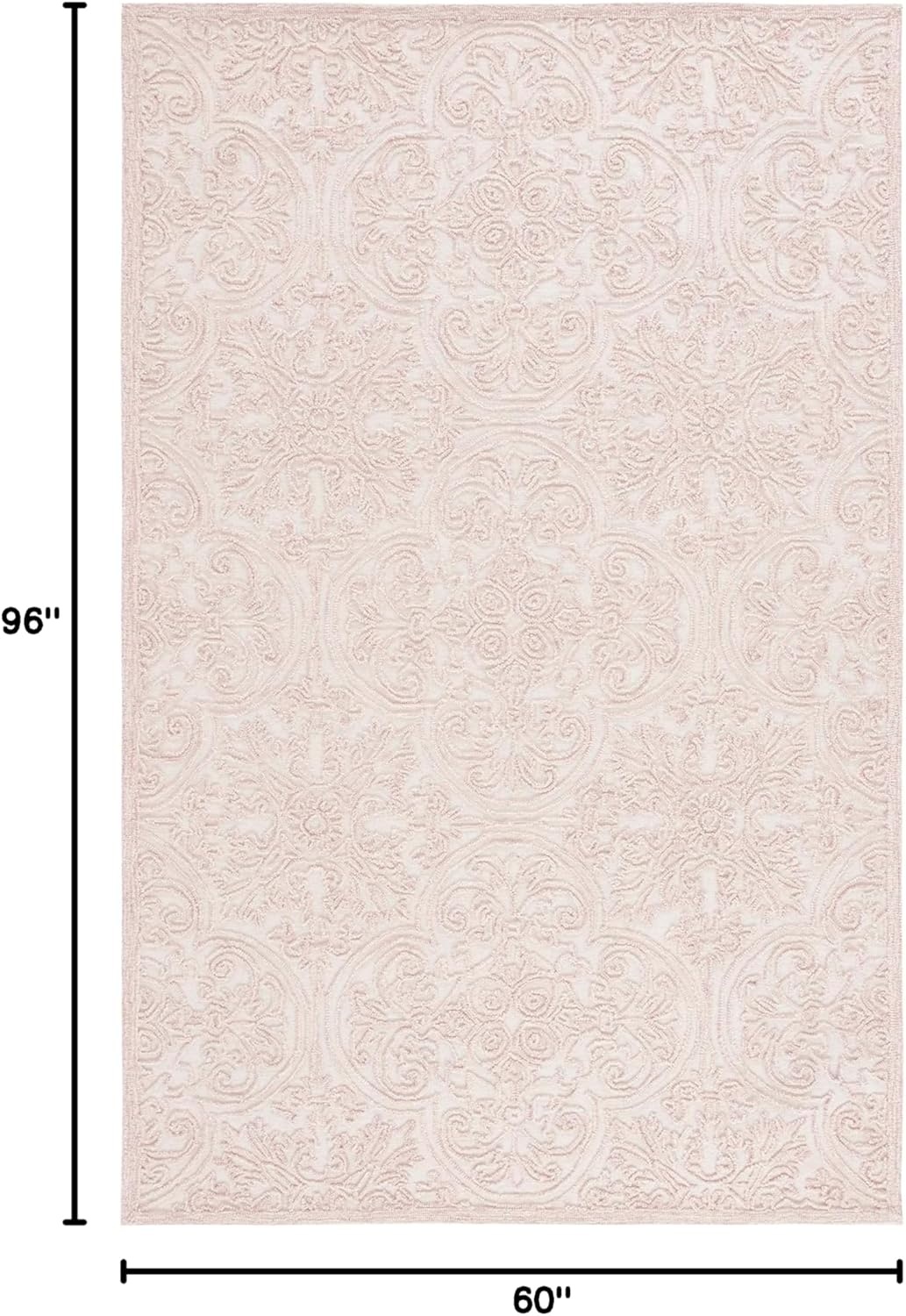 image:imageSAFAVIEH Area Rug 8x10 Trace Collection Large Ivory Handmade Wool Ideal for Living Room Bedroom Office Dining Space TRC101CIvoryPink
