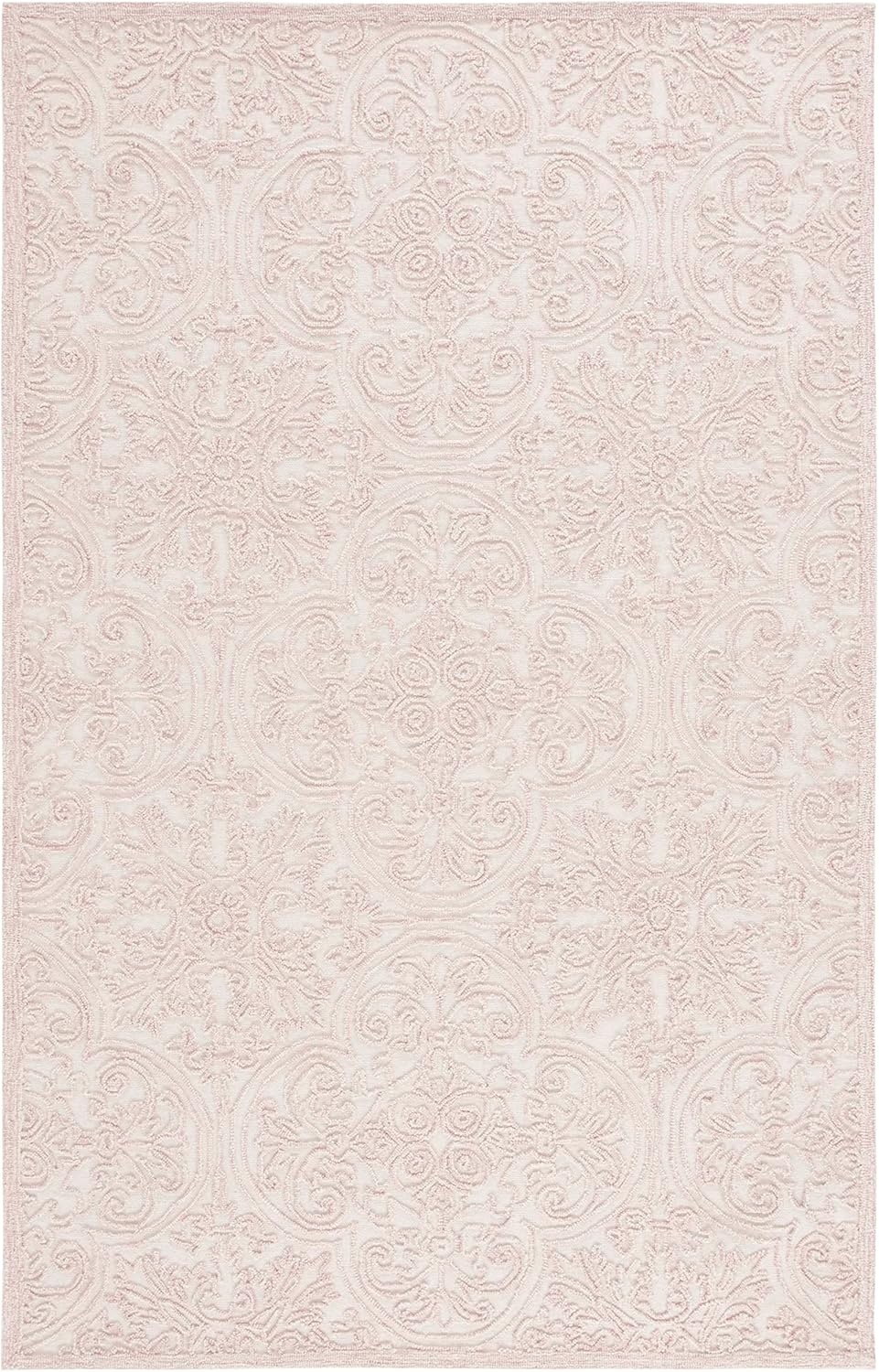 image:imageSAFAVIEH Area Rug 8x10 Trace Collection Large Ivory Handmade Wool Ideal for Living Room Bedroom Office Dining Space TRC101CIvoryPink