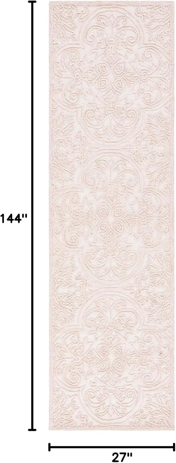 image:imageSAFAVIEH Area Rug 8x10 Trace Collection Large Ivory Handmade Wool Ideal for Living Room Bedroom Office Dining Space TRC101CIvoryPink