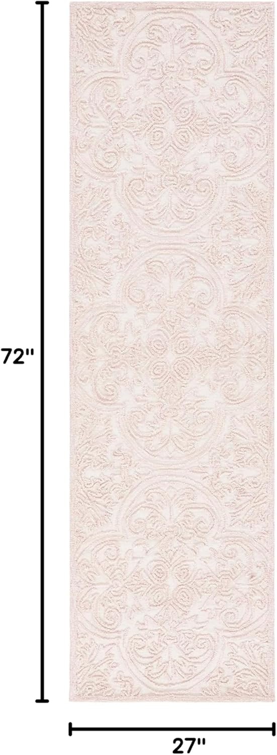 image:imageSAFAVIEH Area Rug 8x10 Trace Collection Large Ivory Handmade Wool Ideal for Living Room Bedroom Office Dining Space TRC101CIvoryPink