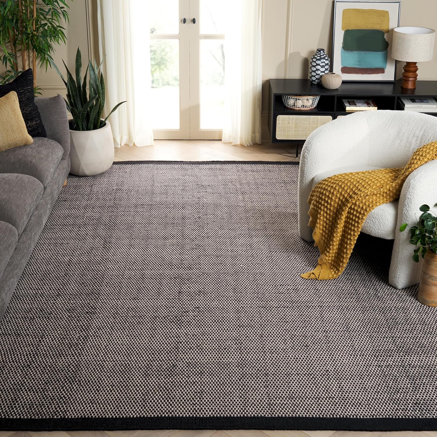 image:imageSAFAVIEH Area Rug 8x10 Vermont Collection Large Ivory Handmade Wool Ideal for Living Room Bedroom Office Dining Space VRM807ABlack