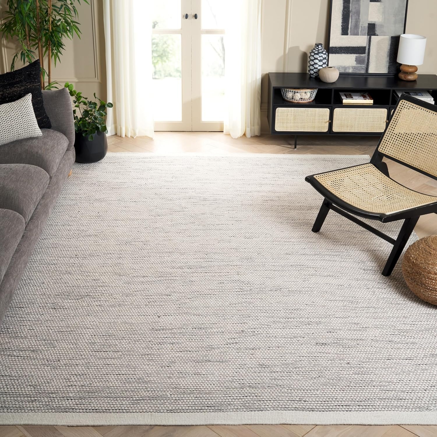 image:imageSAFAVIEH Area Rug 8x10 Vermont Collection Large Ivory Handmade Wool Ideal for Living Room Bedroom Office Dining Space VRM807AIvoryBlack
