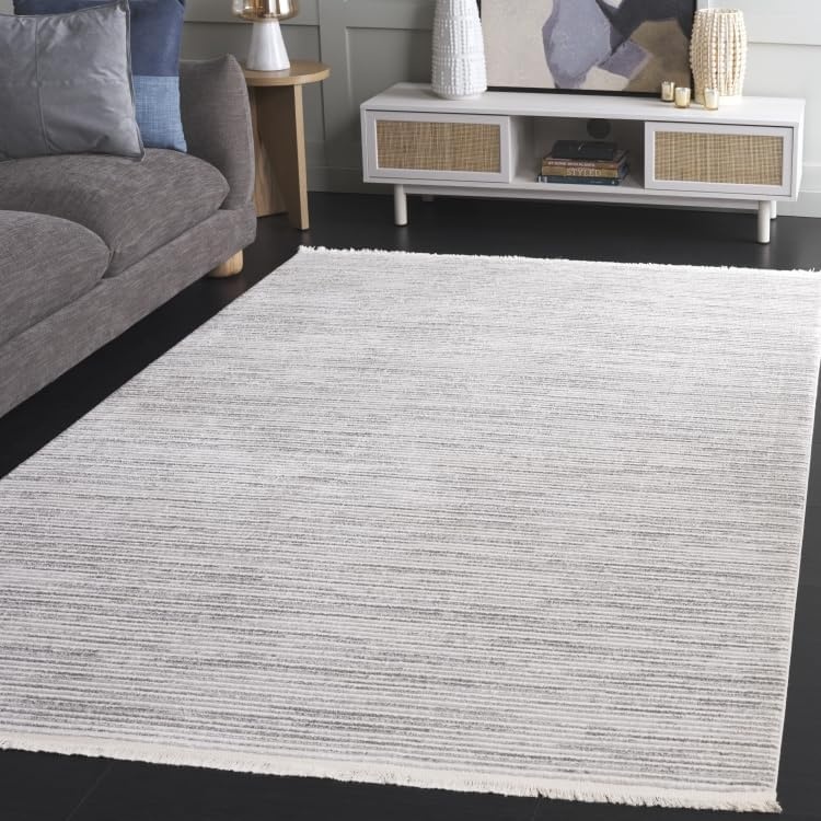 image:imageSAFAVIEH Area Rug 8x10 Whisper Collection Large Ivory amp Ivory Stripe Design NonShedding amp Easy Cleaning Ideal for Living Room Bedroom Office Dining Space WHS565ALight GreyIvory