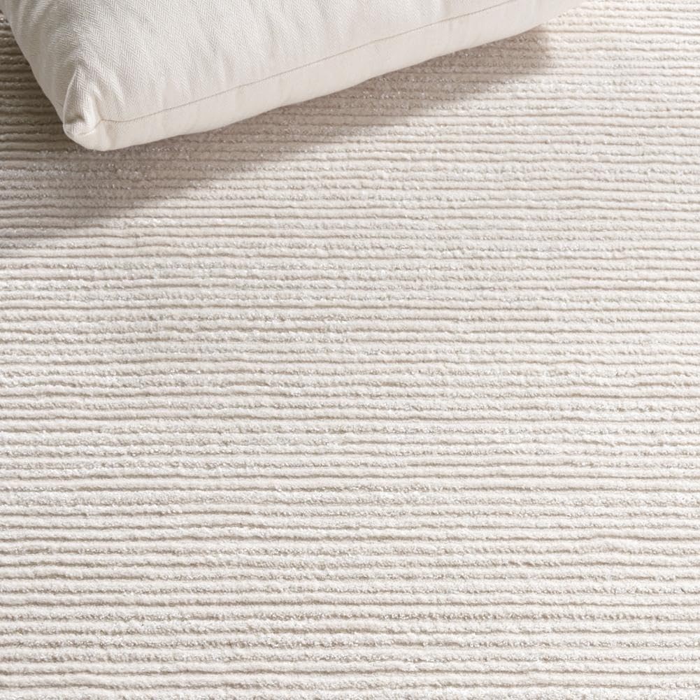 image:imageSAFAVIEH Area Rug 8x10 Whisper Collection Large Ivory amp Ivory Stripe Design NonShedding amp Easy Cleaning Ideal for Living Room Bedroom Office Dining Space WHS565AIvory