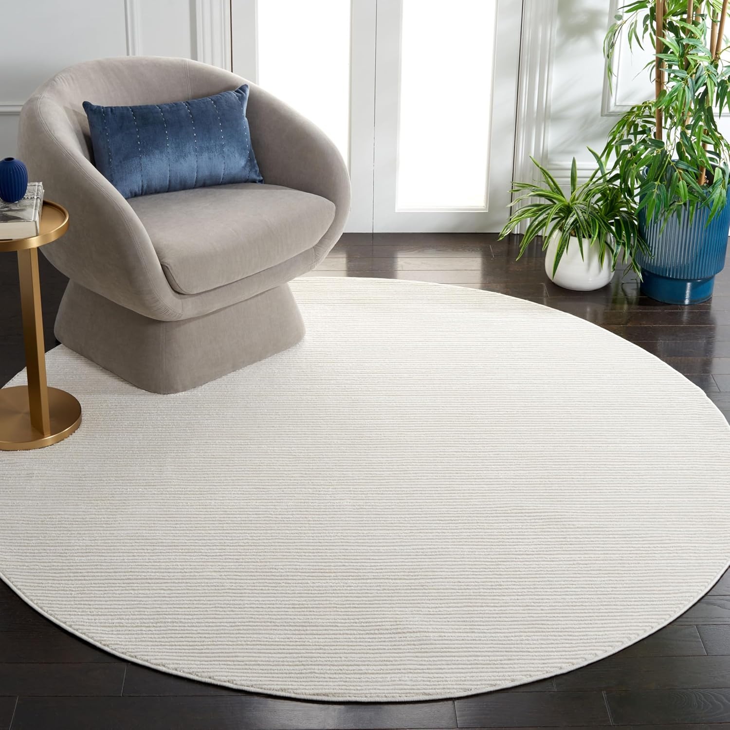 image:imageSAFAVIEH Area Rug 8x10 Whisper Collection Large Ivory amp Ivory Stripe Design NonShedding amp Easy Cleaning Ideal for Living Room Bedroom Office Dining Space WHS565AIvory