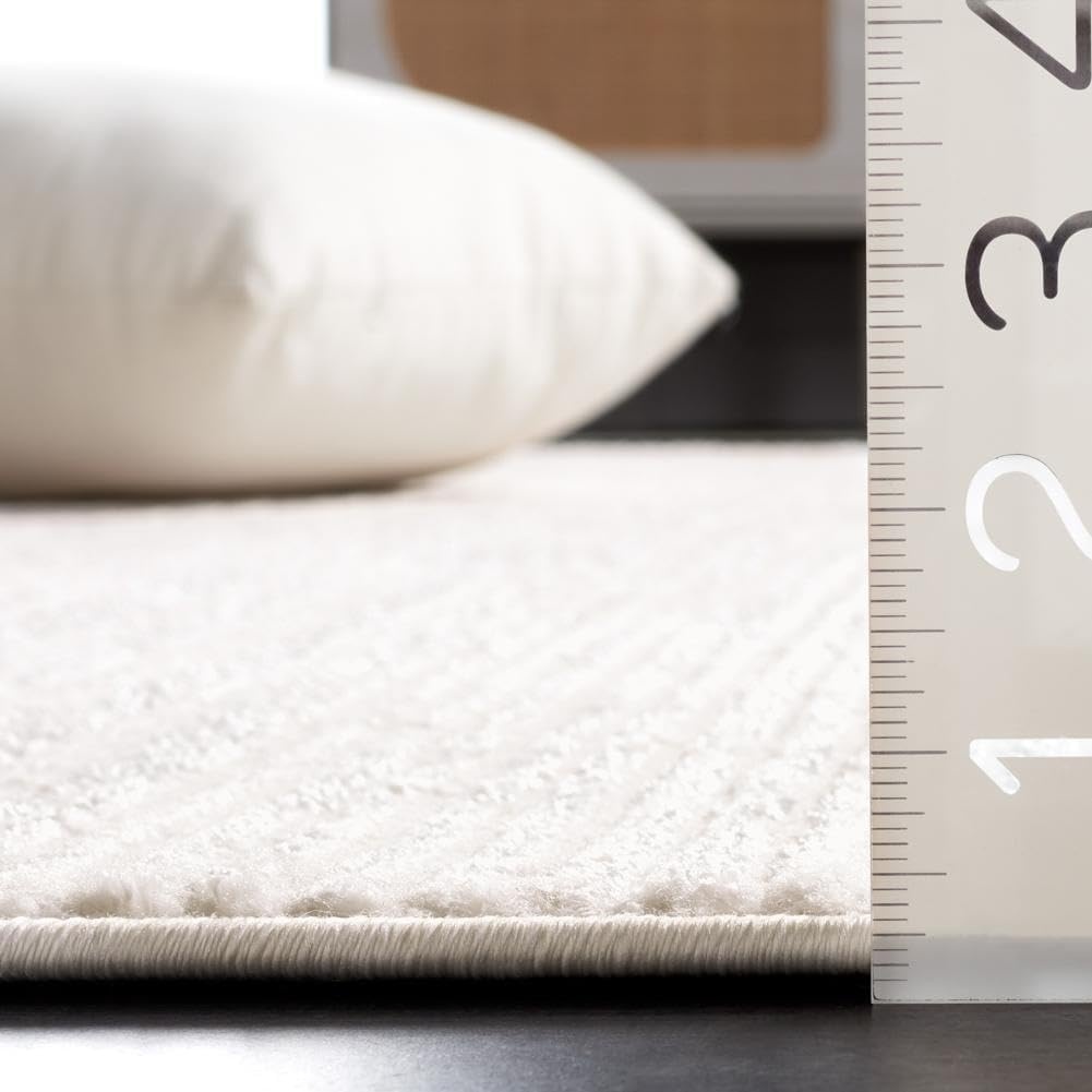 image:imageSAFAVIEH Area Rug 8x10 Whisper Collection Large Ivory amp Ivory Stripe Design NonShedding amp Easy Cleaning Ideal for Living Room Bedroom Office Dining Space WHS565AIvory