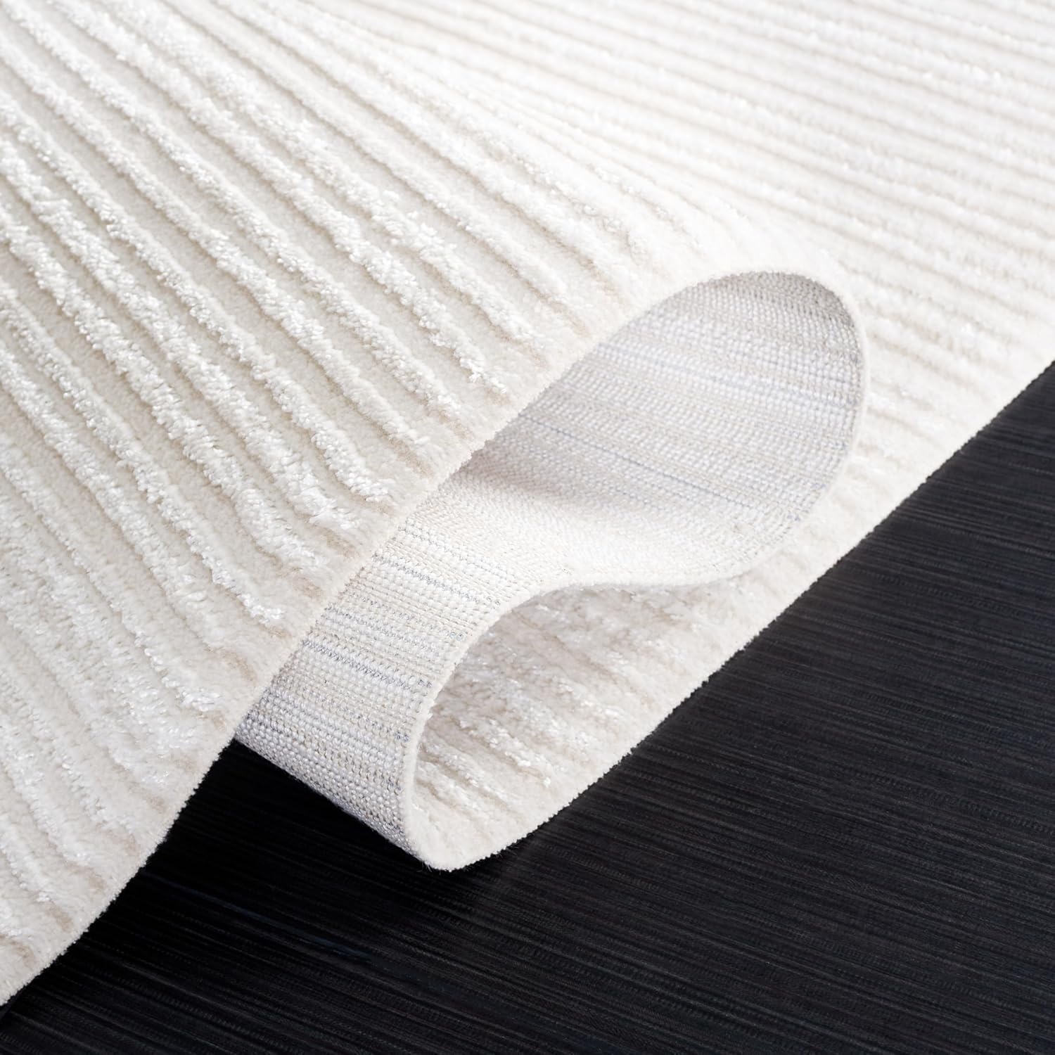 image:imageSAFAVIEH Area Rug 8x10 Whisper Collection Large Ivory amp Ivory Stripe Design NonShedding amp Easy Cleaning Ideal for Living Room Bedroom Office Dining Space WHS565AIvory