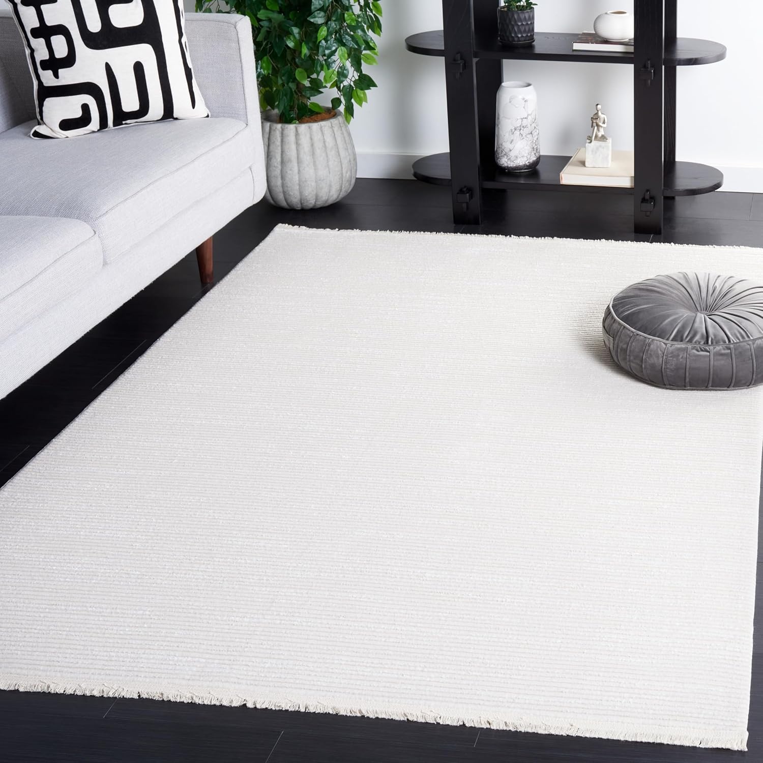 image:imageSAFAVIEH Area Rug 8x10 Whisper Collection Large Ivory amp Ivory Stripe Design NonShedding amp Easy Cleaning Ideal for Living Room Bedroom Office Dining Space WHS565AIvory