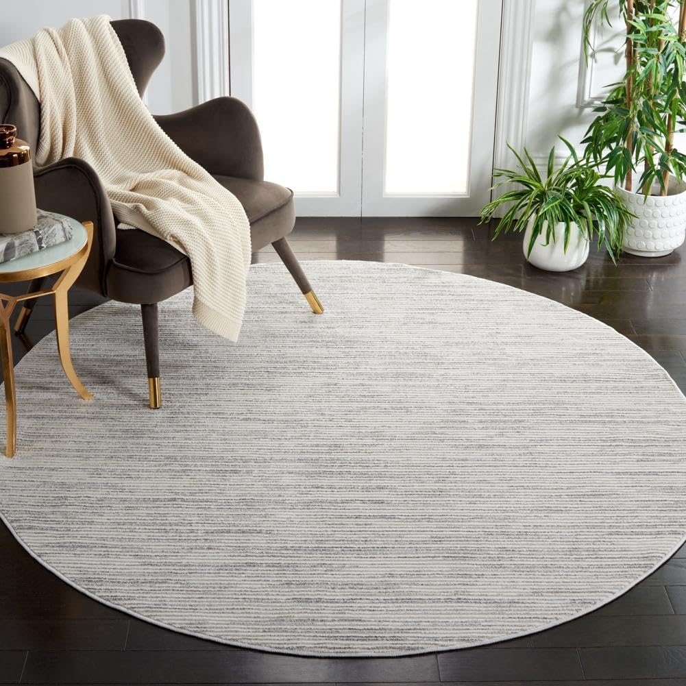 image:imageSAFAVIEH Area Rug 8x10 Whisper Collection Large Ivory amp Ivory Stripe Design NonShedding amp Easy Cleaning Ideal for Living Room Bedroom Office Dining Space WHS565ALight GreyIvory