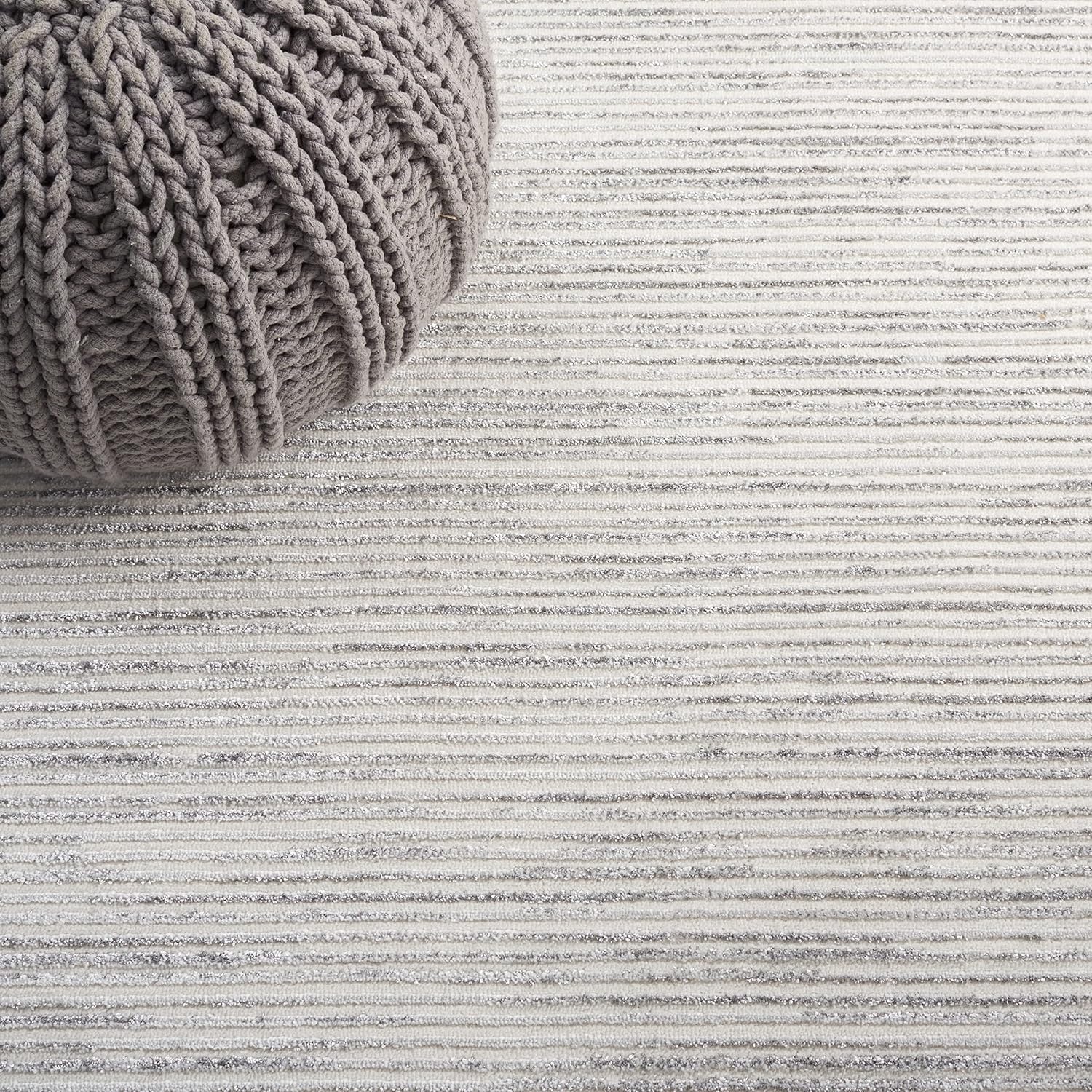 image:imageSAFAVIEH Area Rug 8x10 Whisper Collection Large Ivory amp Ivory Stripe Design NonShedding amp Easy Cleaning Ideal for Living Room Bedroom Office Dining Space WHS565ALight GreyIvory