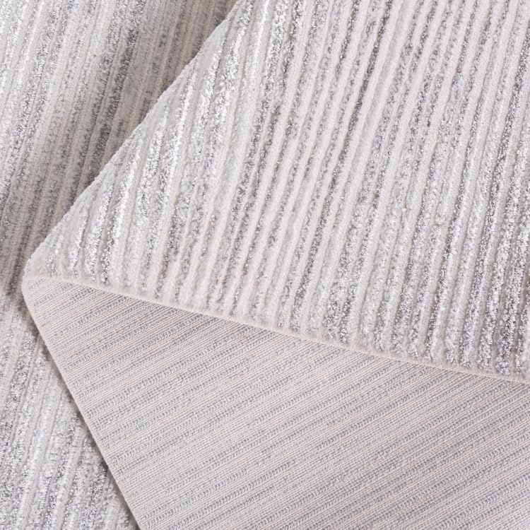 image:imageSAFAVIEH Area Rug 8x10 Whisper Collection Large Ivory amp Ivory Stripe Design NonShedding amp Easy Cleaning Ideal for Living Room Bedroom Office Dining Space WHS565ALight GreyIvory