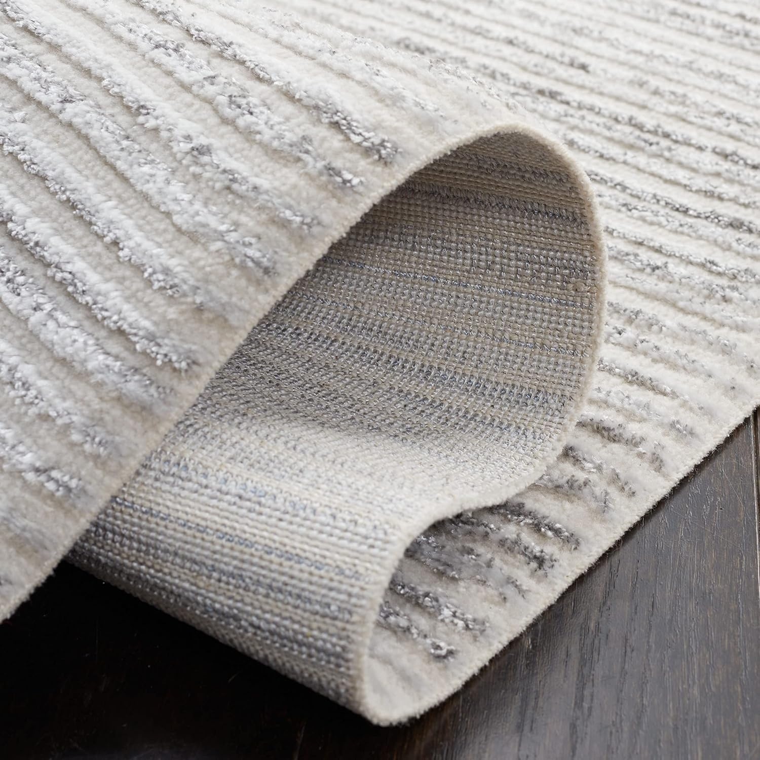 image:imageSAFAVIEH Area Rug 8x10 Whisper Collection Large Ivory amp Ivory Stripe Design NonShedding amp Easy Cleaning Ideal for Living Room Bedroom Office Dining Space WHS565ALight GreyIvory
