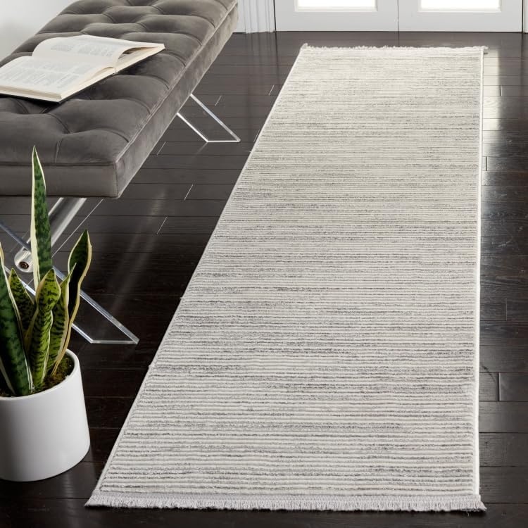 image:imageSAFAVIEH Area Rug 8x10 Whisper Collection Large Ivory amp Ivory Stripe Design NonShedding amp Easy Cleaning Ideal for Living Room Bedroom Office Dining Space WHS565ALight GreyIvory