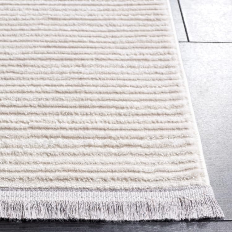 image:imageSAFAVIEH Area Rug 8x10 Whisper Collection Large Ivory amp Ivory Stripe Design NonShedding amp Easy Cleaning Ideal for Living Room Bedroom Office Dining Space WHS565AIvory