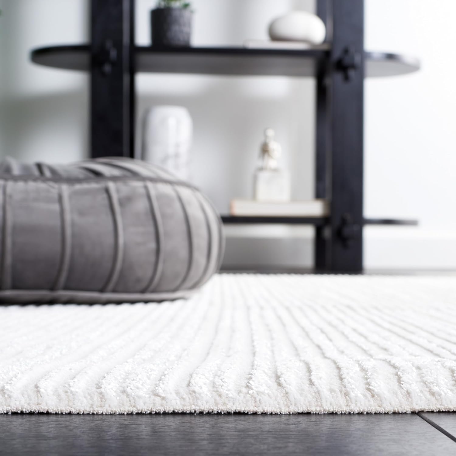 image:imageSAFAVIEH Area Rug 8x10 Whisper Collection Large Ivory amp Ivory Stripe Design NonShedding amp Easy Cleaning Ideal for Living Room Bedroom Office Dining Space WHS565AIvory