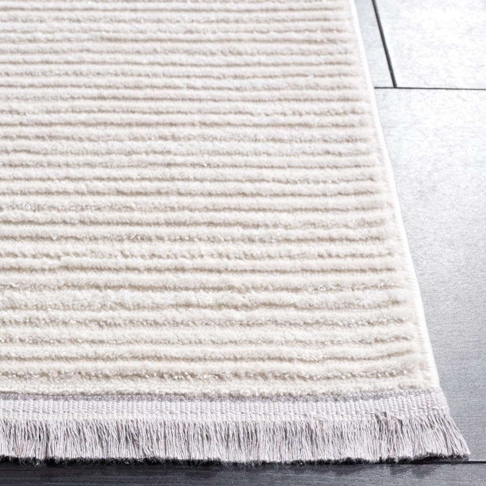 image:imageSAFAVIEH Area Rug 8x10 Whisper Collection Large Ivory amp Ivory Stripe Design NonShedding amp Easy Cleaning Ideal for Living Room Bedroom Office Dining Space WHS565AIvory