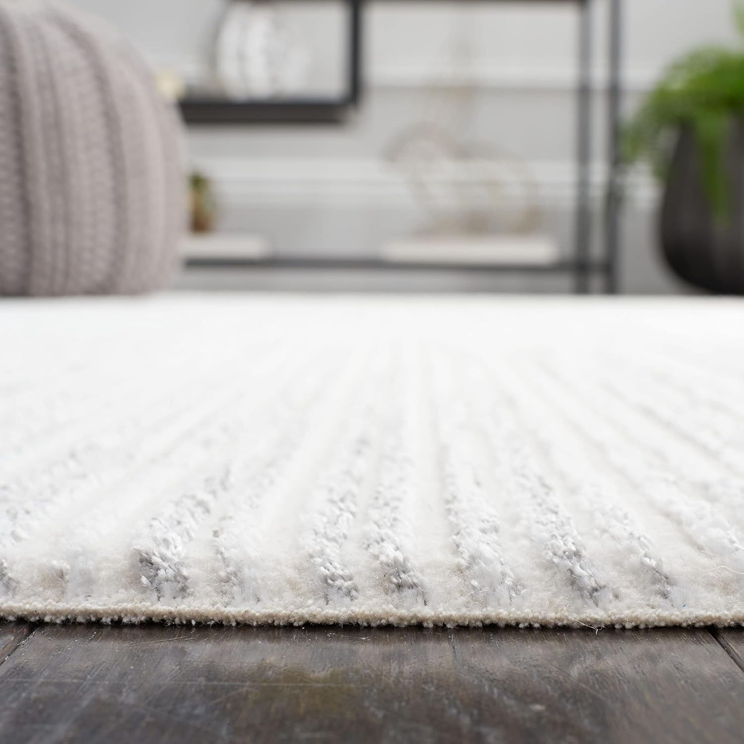image:imageSAFAVIEH Area Rug 8x10 Whisper Collection Large Ivory amp Ivory Stripe Design NonShedding amp Easy Cleaning Ideal for Living Room Bedroom Office Dining Space WHS565ALight GreyIvory