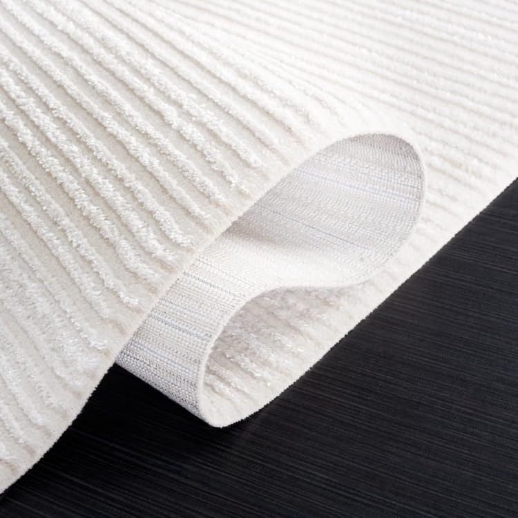 image:imageSAFAVIEH Area Rug 8x10 Whisper Collection Large Ivory amp Ivory Stripe Design NonShedding amp Easy Cleaning Ideal for Living Room Bedroom Office Dining Space WHS565AIvory