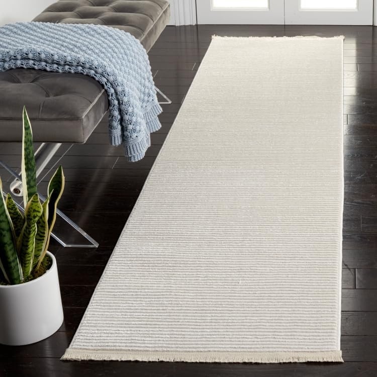image:imageSAFAVIEH Area Rug 8x10 Whisper Collection Large Ivory amp Ivory Stripe Design NonShedding amp Easy Cleaning Ideal for Living Room Bedroom Office Dining Space WHS565AIvory