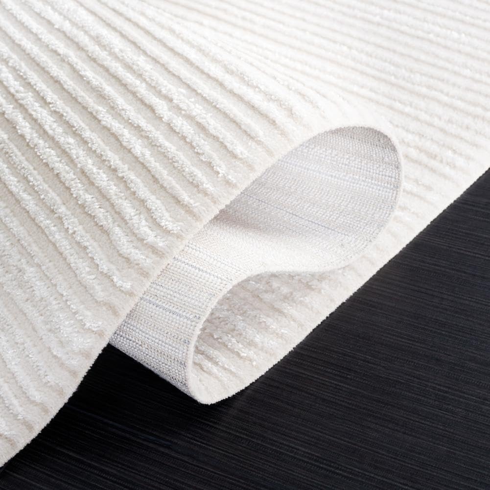 image:imageSAFAVIEH Area Rug 8x10 Whisper Collection Large Ivory amp Ivory Stripe Design NonShedding amp Easy Cleaning Ideal for Living Room Bedroom Office Dining Space WHS565AIvory