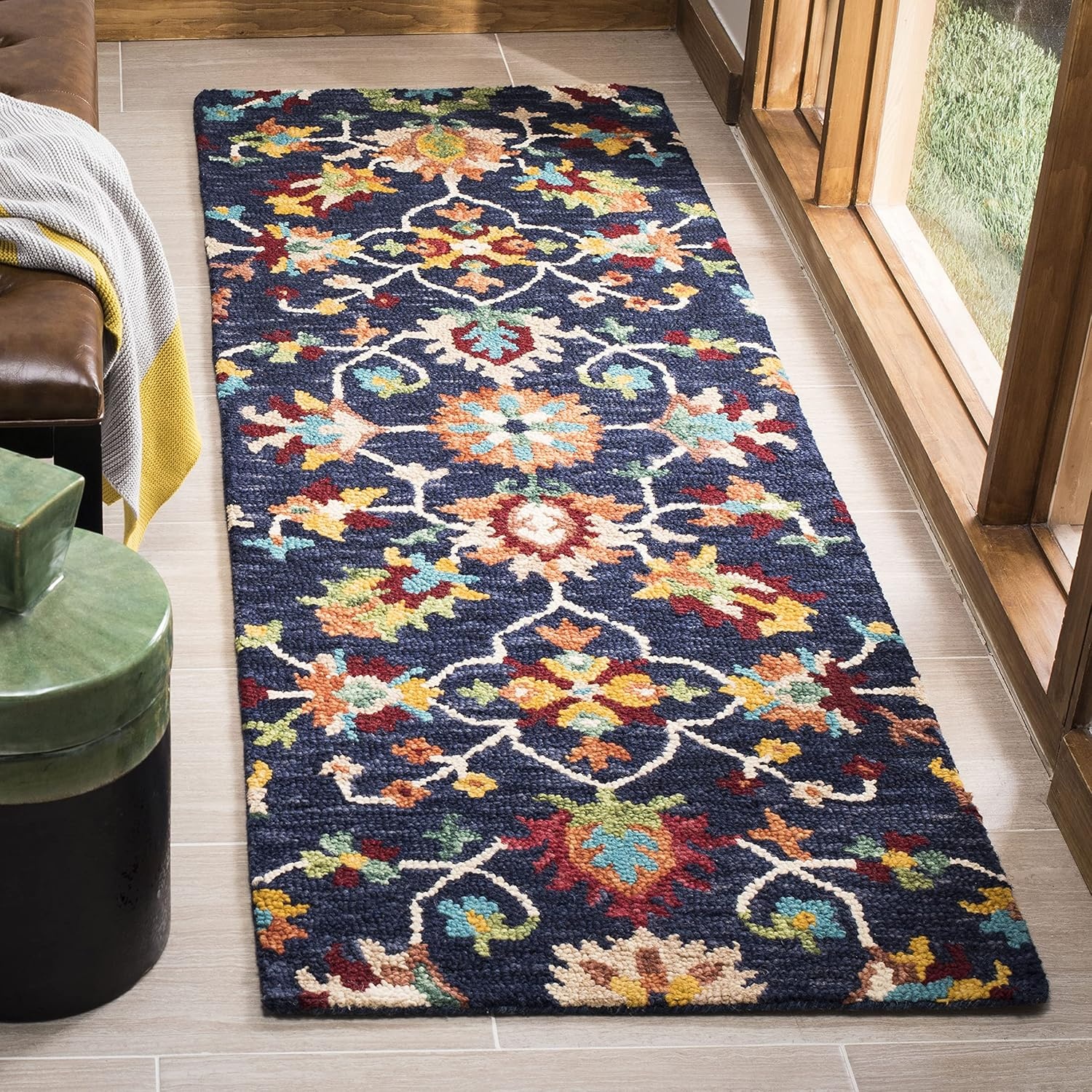 image:imageSAFAVIEH Aspen Collection 8 x 10 NavyRed APN510N Handmade Boho Wool Area RugNavyRed