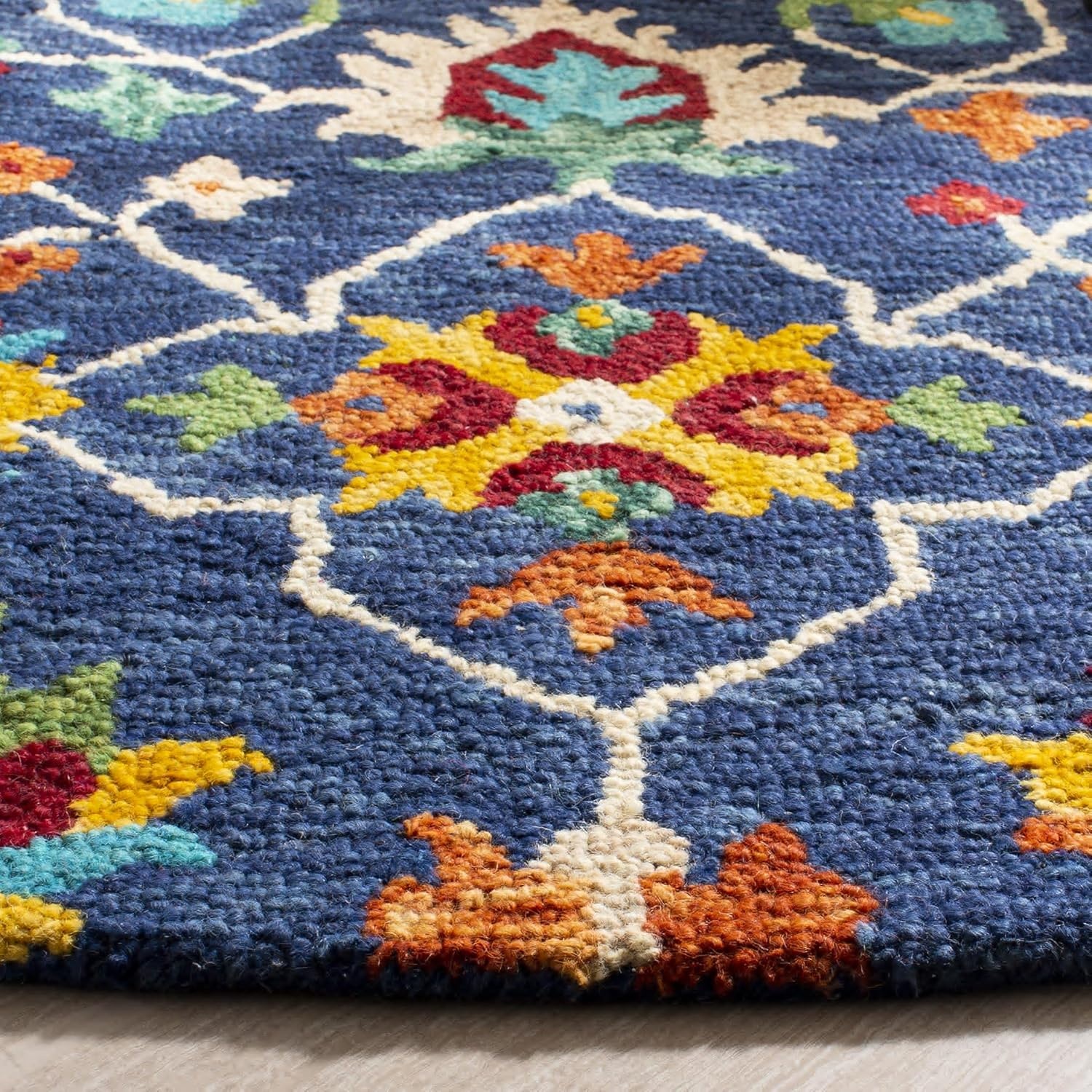 image:imageSAFAVIEH Aspen Collection 8 x 10 NavyRed APN510N Handmade Boho Wool Area RugNavyRed