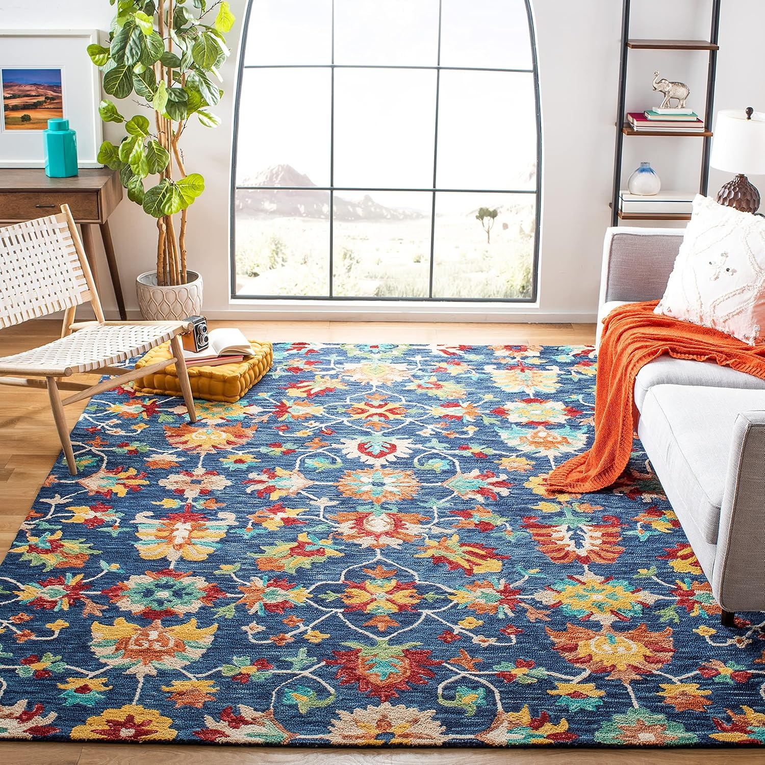 image:imageSAFAVIEH Aspen Collection 8 x 10 NavyRed APN510N Handmade Boho Wool Area RugNavyRed