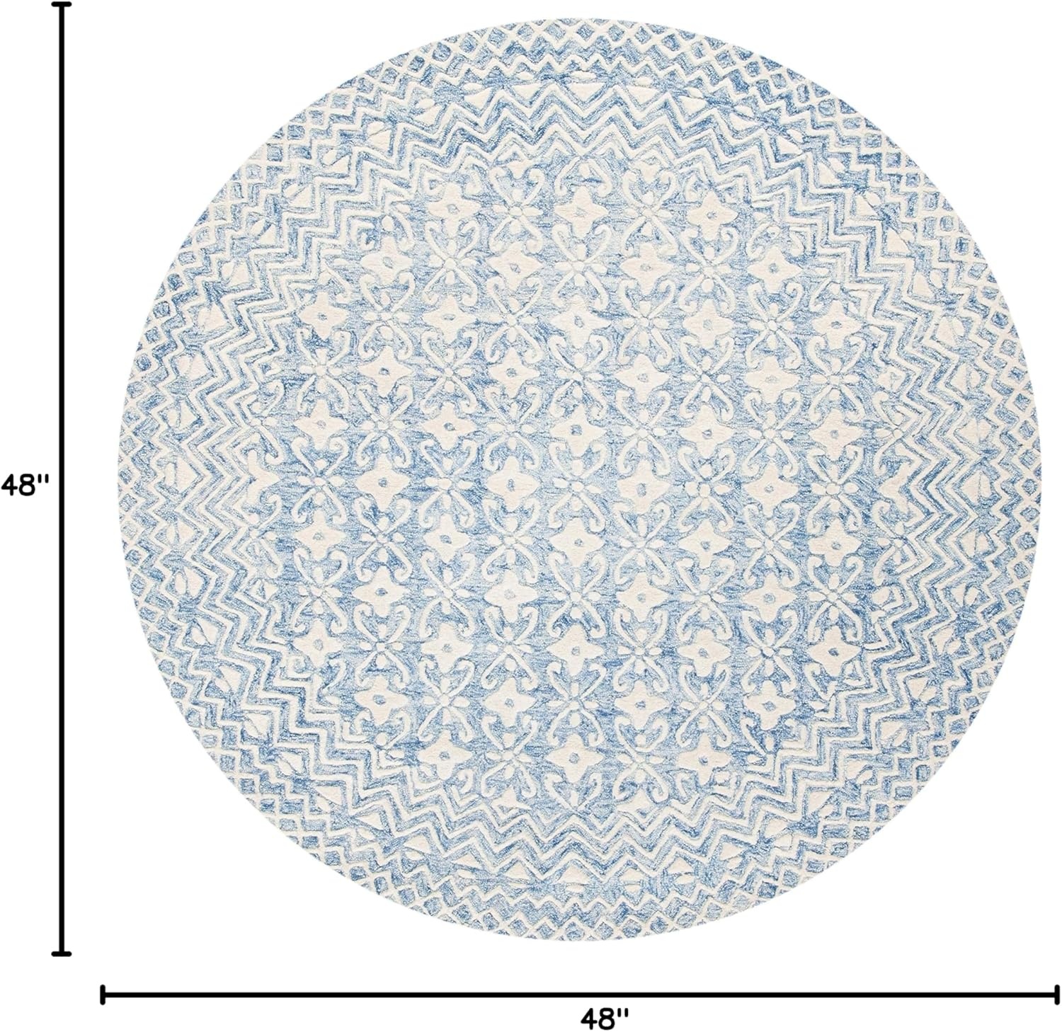 image:imageSAFAVIEH Blossom Collection 8 x 10 GreyIvory BLM114F Handmade Premium Wool Area RugBlueIvory